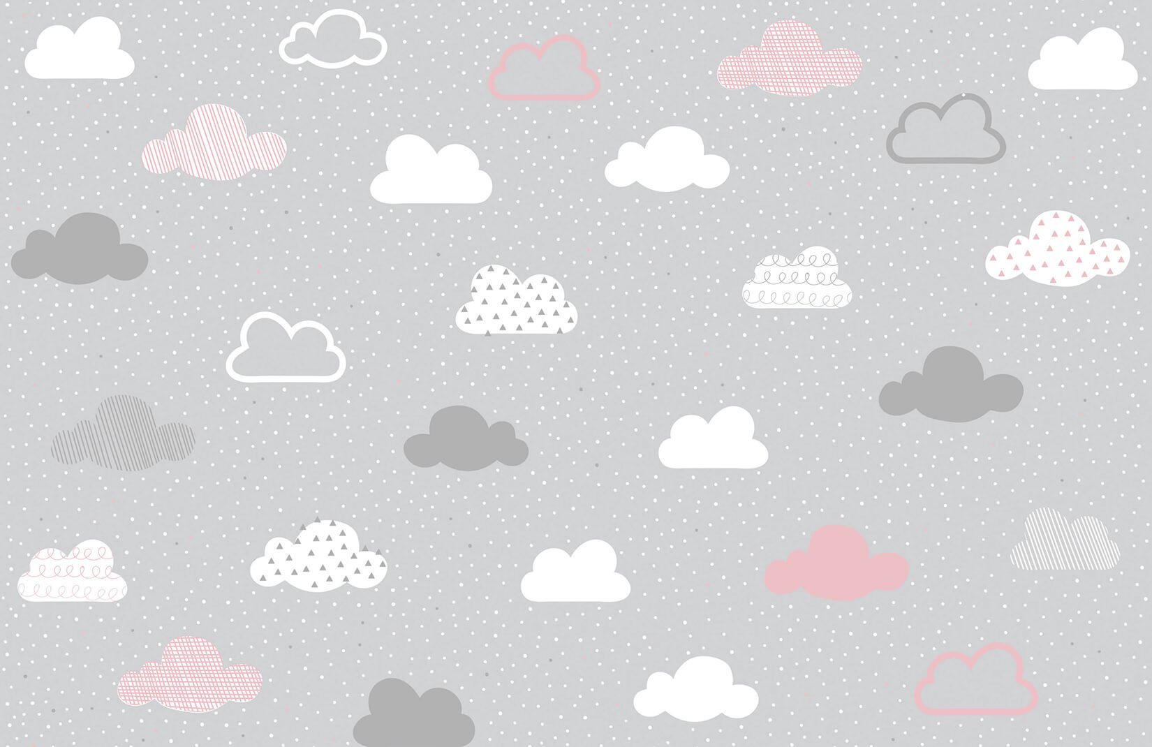 pattern clouds pink and grey nursery plain