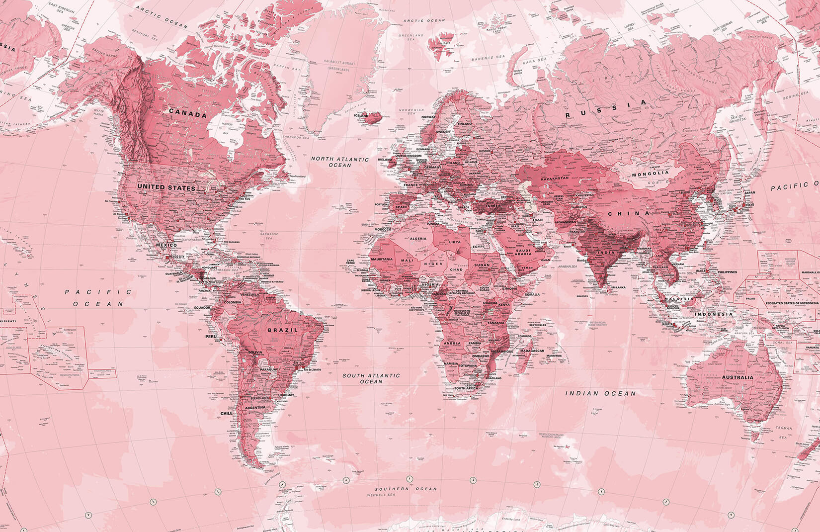 pink world map maps plain
