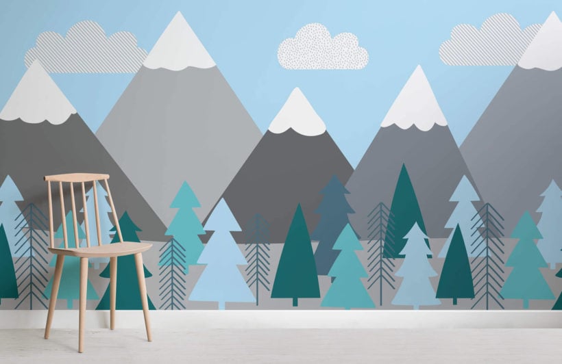 Kids Mountains and Trees Wall Mural  Murals Wallpaper